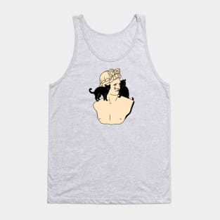 Greek God Black Cat in blue Tank Top